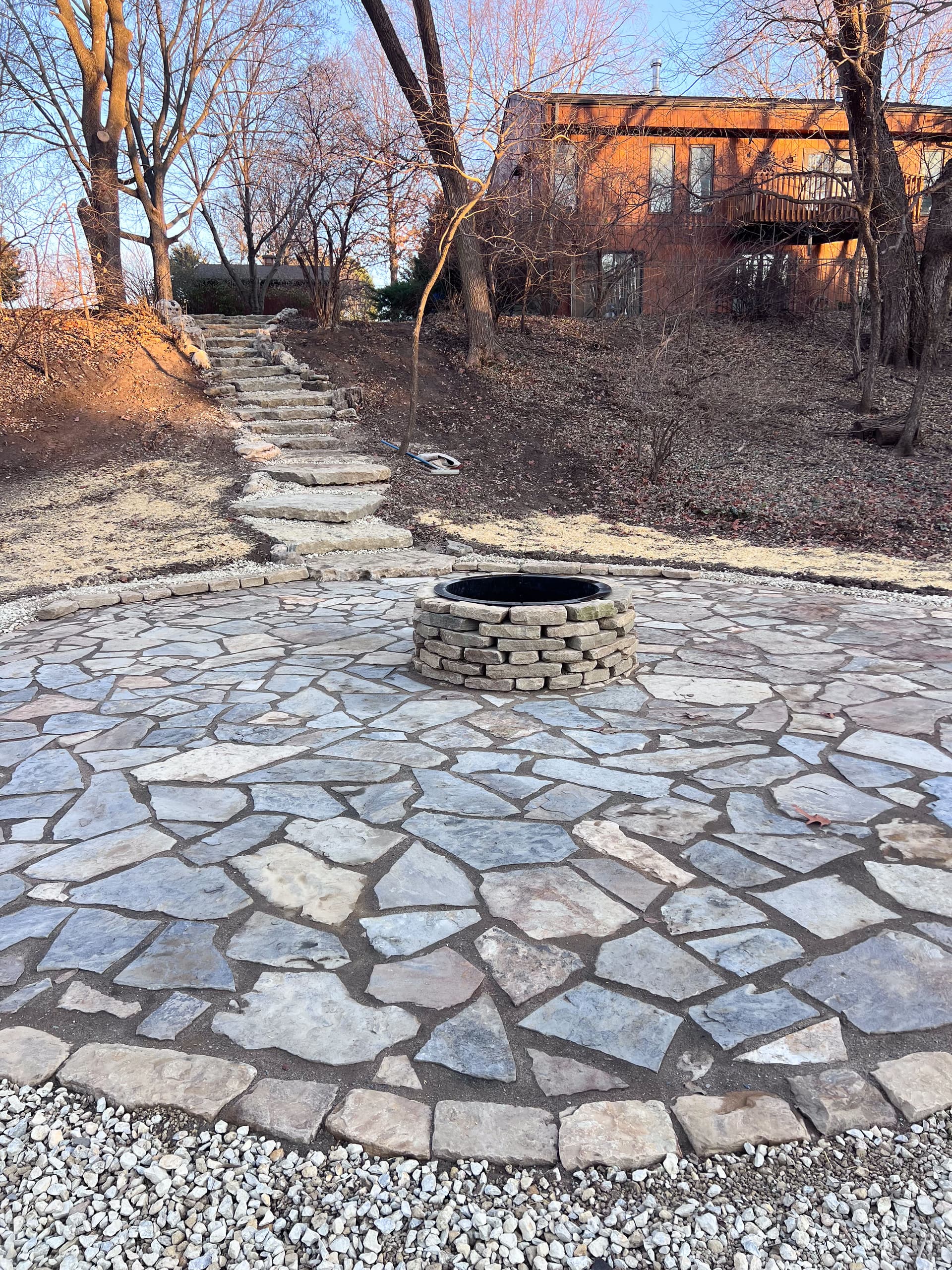 Custom Flagstone Patio Installation in Milford, KS | Natural Stone Hardscape image