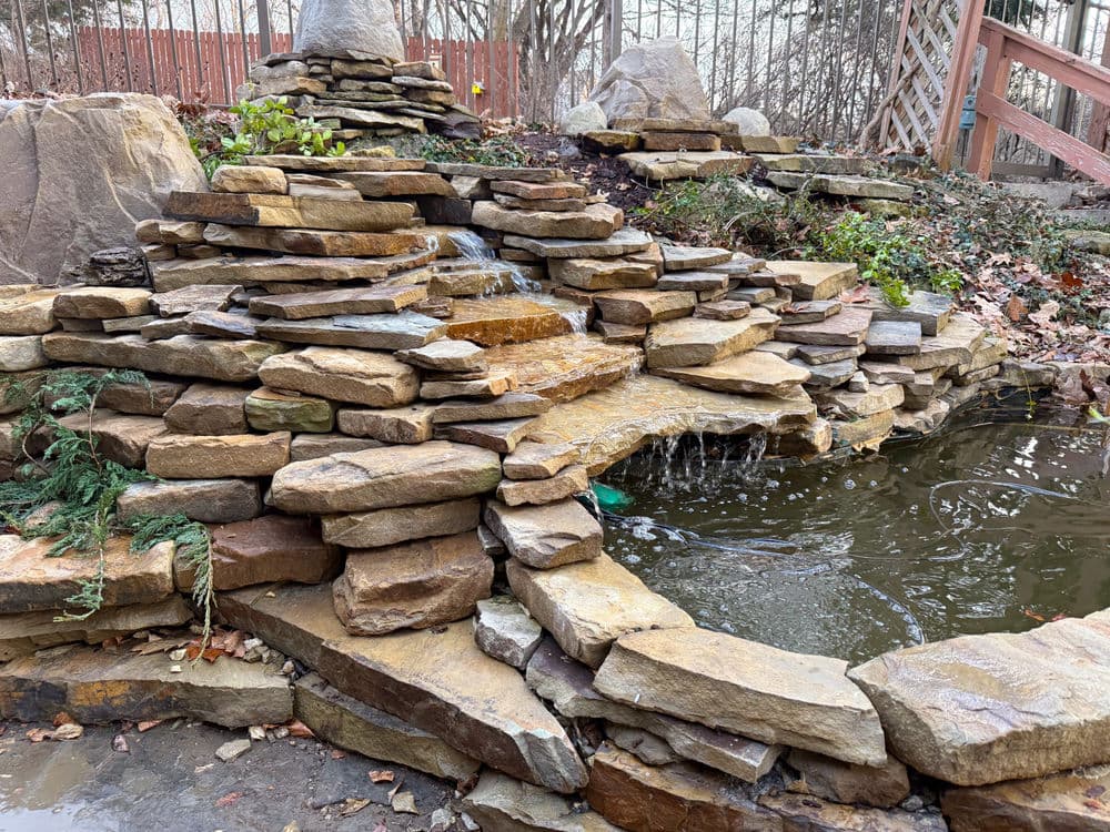 Gallery photos for Custom Natural Stone Waterfall Completed in Bucyrus KS: Image #1