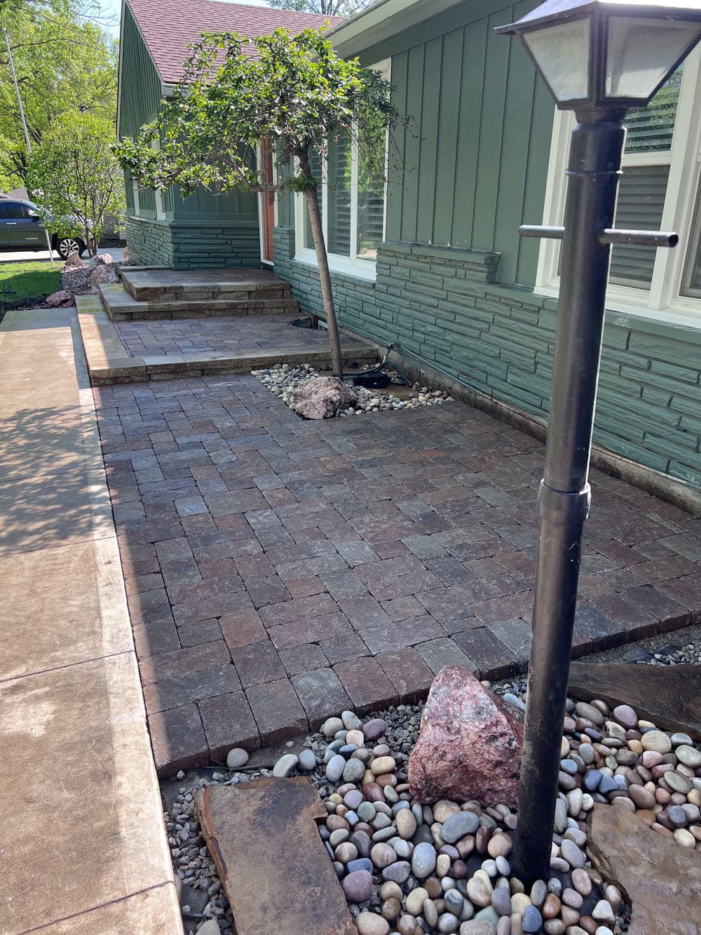 Gallery photos for 3-Tier Custom Paver Patio with Retaining Wall Steps in Mission KS: Image #7