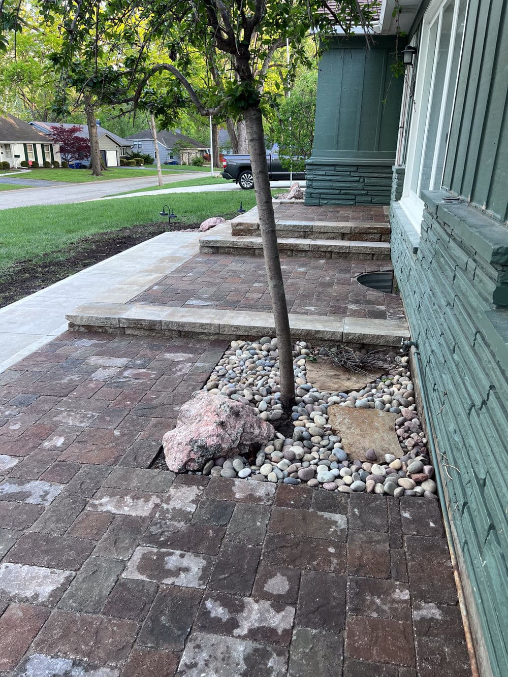 Gallery photos for 3-Tier Custom Paver Patio with Retaining Wall Steps in Mission KS: Image #9