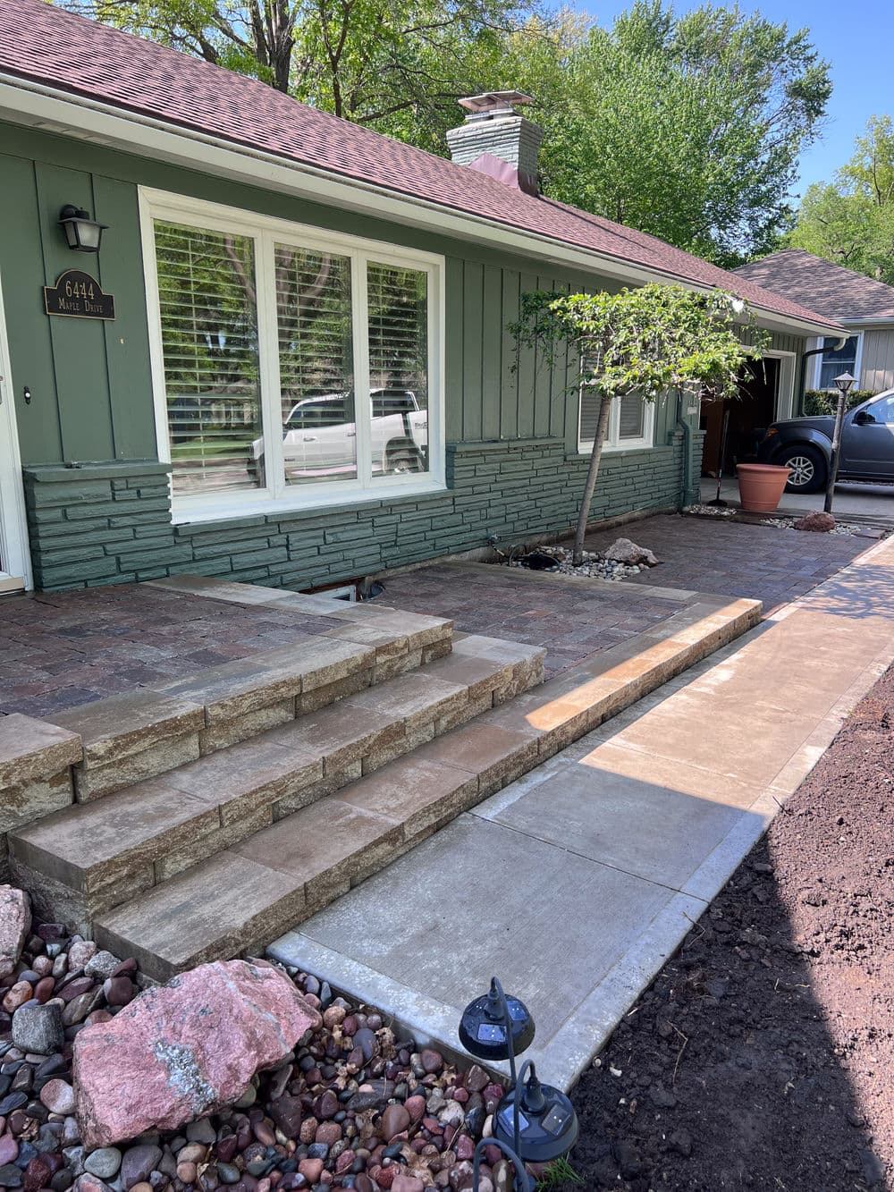 3-Tier Custom Paver Patio with Retaining Wall Steps in Mission KS image
